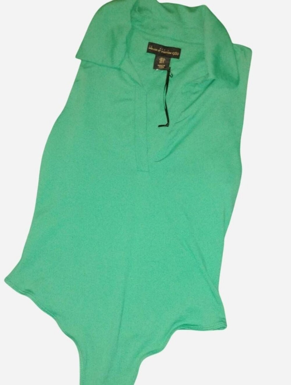 House of Harlow 1960 Green Sleeveless Collar V-Neck Bodysuit (Size Small)